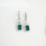 Emerald Cut 2.7-4CT Custom Earrings for Women Lab Grown Gemstones Ruby/Sapphire/Padparadscha Hypoallergenic Christmas Gift