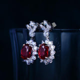 0.8-7CT Oval Cut Ruby/Sapphire/Colombian Emerald Earrings Lab-Grown Gemstone Jewelry Gift for Christmas Easter Hypoallergenic