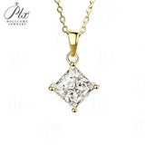 Princess Cut Classic Necklace 1/2/3CT D Color Moissanite S925 Plated White Yellow Rose Gold Chain for Engagement Chrisrmas Charm