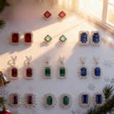 Customized Earrings Emerald Princess Ruby Sapphire Colombia Padparadscha S925 Styles Ear Studs for Thanksgiving Christmas Gift