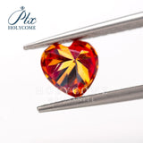 Multicolor Heart Cut Moissanite - Garnet Red Light Purple Sakura Pink Plated Iridescent Gem for Anniversary Jewelry