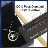 925 Sterling Silver Gold-Plated Moon and Star Pendant Necklace Set with D/VVS1 Grade Moissanite Suitable As A Gift