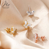 925 Sterling Silver Moissanite Lab Grown Gemstone Marquise Round Butterfly Stud Earrings Banquet Gift
