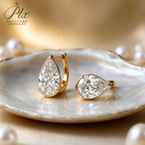 Lab Grown Diamond Earrings New Arrival Design 10K/14K/18K Solid Yellow Gold Pear Cut 2/4ct DEF VS Minimalist Stud Earrings for Women Hypoallergenic for Daily Wear Factory Direct Supply