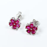 Flower-Shaped Earring Jewelry with Moissanite/Sapphire/Ruby 925 Sterling Silver Plated Screwback Earrings for Women
