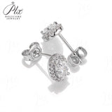 Oval Cut Moissanite Halo Stud Earrings Women Only Gifts For Festivals And Anniversaries