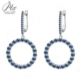 Hoop Earrings 2.6CT D White/Black/Champagne/Vivid blue Round Moissanite S925 Silver Plated for Fishion Party Gift Hypoallergenic