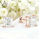 Earrings 1/3/6CT D Color Asscher Cut Moissanite 10k 14k 18k 925 Silver Plated Gold Ear Stud for Woman Engagement Daily Jewely