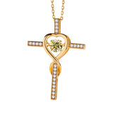 Moissanite Necklace 1CT 6.5mm Heart-Cross Pendant 925 Sterling Silver Women Wedding/Anniversary Special Gift Fine Jewelry Charms