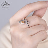 Pear Cut Champagne Floral Vine Moissanite Engagement Ring Women Only Gifts For Festivals And Anniversaries