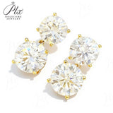 Earrings with 5.6/10CT D Color Round Moissanite 925 Silver Plated White Yellow Gold Ear Stud for Women Fashion Daily Jewely Gift