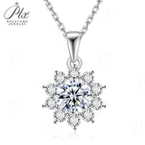 Moissanite Necklace Sunflower Pendant Multicolor Round Cut 1ct Women Wedding Party Engagement Special Gifts Charms Fine Jewelry
