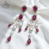 925 Sterling Silver Earrings Pear Cut Lab Grown Ruby Moissanite Earrings Unique Fine Jewelry For Women Men Party Gifts Charms