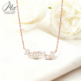 Moissanite Necklace with3CT D Color Asscher/Emerald Cut Moissanite S925Plated White Yellow Rose Gold Chain Engagement Daily Gift