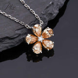 925 Sterling Silver 3EX Cut Pear Moissanite D Color Champagne VVS1 Five-petal Collarbone Necklace– Perfect for Daily Wear