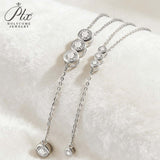 Classic Bubble Necklace D Color Round Moissanite Diamond S925 Silver Plated Dainty Chain for Enegament Party Daily Perfect Gift