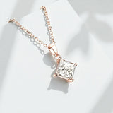 Princess Cut Classic Necklace 1/2/3CT D Color Moissanite S925 Plated White Yellow Rose Gold Chain for Engagement Chrisrmas Charm