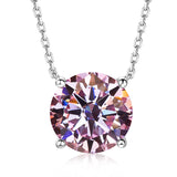 Necklace Moissanite 4-Prongs Pendant Multicolor Round 6.5mm Multicolor Gemstone Jewelry Women Birthday Engagement Gift Charms