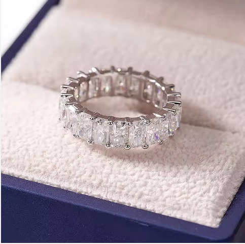 Full Eternity Radiant Cut Moissanite Wedding Ring