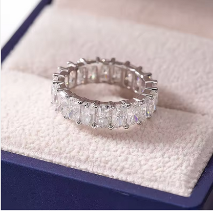 Full Eternity Radiant Cut Moissanite Wedding Ring