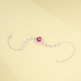 Lab Grown Emerald Ruby Asscher Cut Bracelet White Gold Geometric Bangle Fine Jewelry Anniversary Graduation Gift