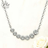 Seven-Round Bezel-Set Necklace with D Color Round Moissanite S925 Plated White Yellow Rose Gold Chain Engagement Chrisrmas Daily
