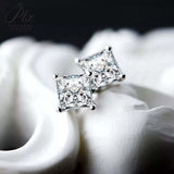 Princess Square Solitaire Stud Earrings Women Only Gifts For Festivals And Anniversaries
