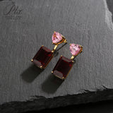 Lab Grown Gemstone Earrings Spark Emerald Cut 925 Sterling Silver Ruby/Emerald/Moissanite 2 Ways Wear for Women Hypoallergenic Versatile Daily Wear