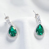 Lab Grown Gemstone Earrings 3.4-5.9CT Pear Ruby Sapphire Colombia Side Moisanite S925 Ear Studs Women Christmas Party Gift