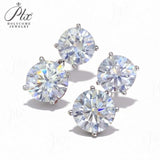 Earrings with 5.6/10CT D Color Round Moissanite 925 Silver Plated White Yellow Gold Ear Stud for Women Fashion Daily Jewely Gift