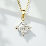 Princess Cut Classic Necklace 1/2/3CT D Color Moissanite S925 Plated White Yellow Rose Gold Chain for Engagement Chrisrmas Charm
