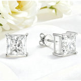 Earrings 1/3/6CT D Color Asscher Cut Moissanite 10k 14k 18k 925 Silver Plated Gold Ear Stud for Woman Engagement Daily Jewely