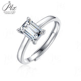 Emerald Moissanite Adjustable Solitaire Ring Women Only Gifts For Festivals And Anniversaries