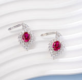 0.8-7CT Oval Cut Ruby/Sapphire/Colombian Emerald Earrings Lab-Grown Gemstone Jewelry Gift for Christmas Easter Hypoallergenic