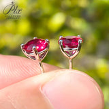 S925 Silver Lab Ruby Emerald Screw Earring 5.0mm Lab-Grown Gemstone Round Stone Fine Jewelry Gift Jewelry For Women Ear Jewel