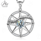 925 Sterling Silver Gold-Plated Octagonal Star Compass Pendant Necklace with D/VVS1 Grade Moissanite Exquisite Women's Jewelry
