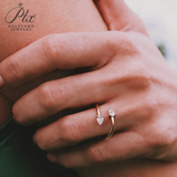 Custom Ring Two Pear Shape Open Moissanite Lab Grown Gemstones 925 Sterling Silver Wealth Charms Anniversary Gift Daily