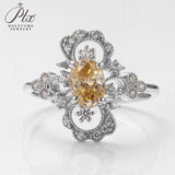 Vintage Oval Cut Hollow Out Moissanite Ring Women Only Gifts For Festivals And Anniversaries