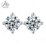 Classic 4 Prongs Setting Round Cut Moissanite Stud Earrings Women Only Gifts For Festivals And Anniversaries