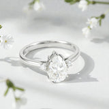 Pear Cut Moissanite Engagement Ring in 10K/14K/18K Gold Classic Solitaire Promise Ring Perfect Wedding Anniversary Gift