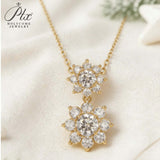 Sun Double-Flower Necklace D Color Round Moissanite Diamond S925 Silver Plated Dainty Chain for Enegament Party Daily Perfect