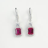 Emerald Cut 2.7-4CT Custom Earrings for Women Lab Grown Gemstones Ruby/Sapphire/Padparadscha Hypoallergenic Christmas Gift