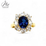 Flower Ring with 1.7-2.5CT Oval Lab Grown Ruby Sapphire Colombian Padparadscha 925 Silver Women Engagement Christmas Party Gift