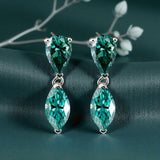 Moissanite Earrings with 4CT Multicolor Pear Marquise Cut Moissanite 925 Silver Ear Stud for Woman Fashion Daily Christmas Jewely
