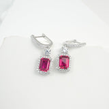 Emerald Cut 2.7-4CT Custom Earrings for Women Lab Grown Gemstones Ruby/Sapphire/Padparadscha Hypoallergenic Christmas Gift
