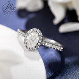 Oval Cut 1CT 925 Sterling Silver Halo Half Eternity Moissanite Ring Women Only Gifts For Festivals And Anniversaries