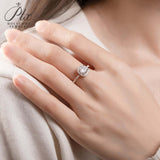 Square Shape with Round Cut Moissanite Halo Half-Eternity Ring Women Only Gifts For Festivals And Anniversaries