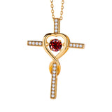 Moissanite Necklace 1CT 6.5mm Heart-Cross Pendant 925 Sterling Silver Women Wedding/Anniversary Special Gift Fine Jewelry Charms