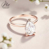 Moissanite Ring with 2CT D Color VVS1 Pear Moissanite S925 10k 14k 18k Plated White Yellow Rose Gold Daily Charm Party Jewely