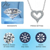 925 Sterling Silver D Color Heart Moissanite Stone Necklace Diamond  Clarity for Women Jewelry Pendant